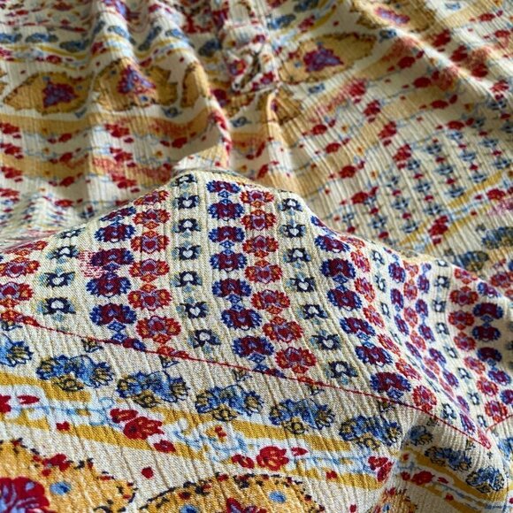 NINE WEST JEANS Boho Floral Tunic Multicolor Roll Tab 1/2 Sleeves Size Small - Picture 4 of 8